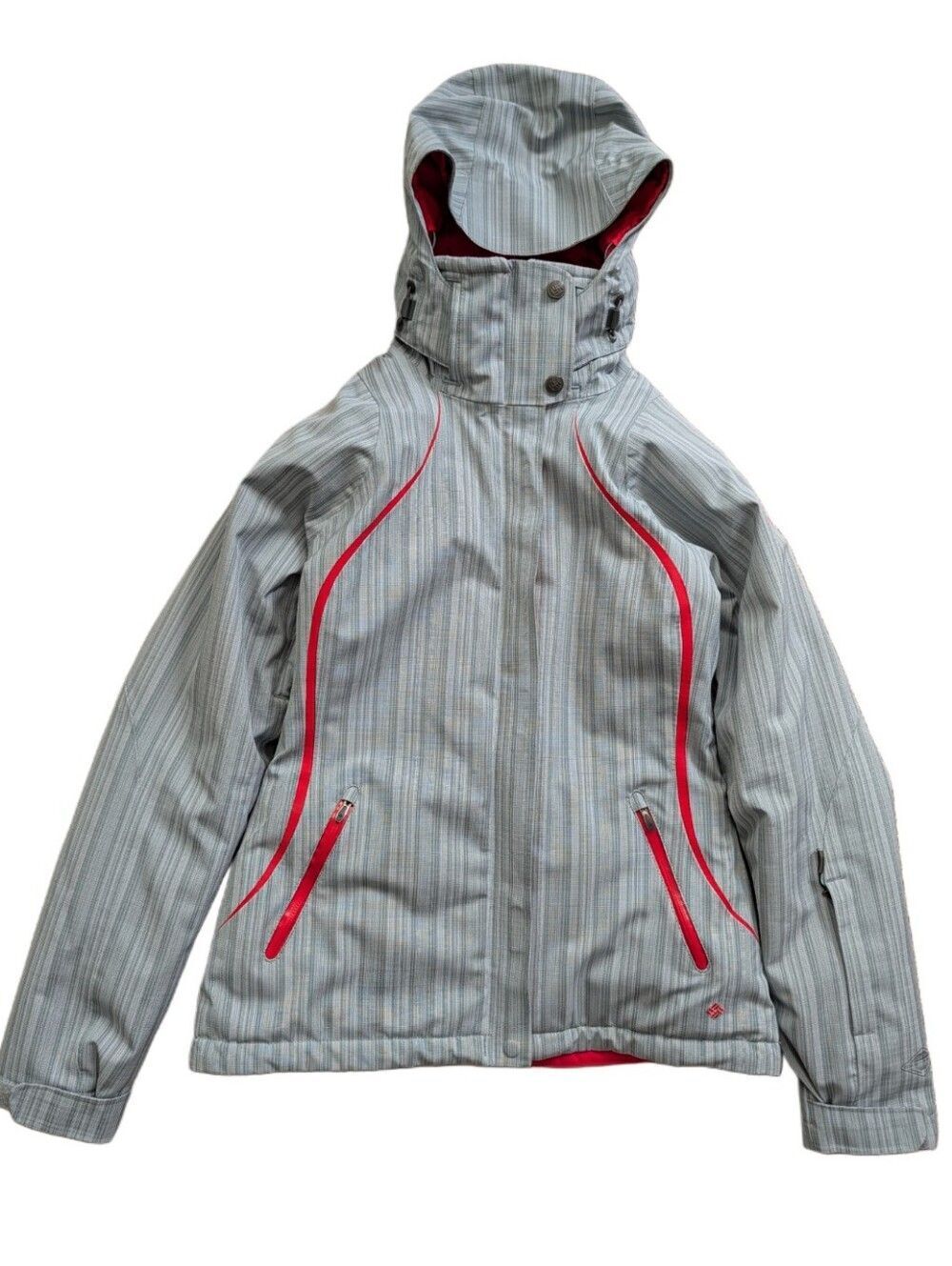 Columbia Womens Light Gray Red OMni Tech Omni Heat Ski Snow Jacket Size XS